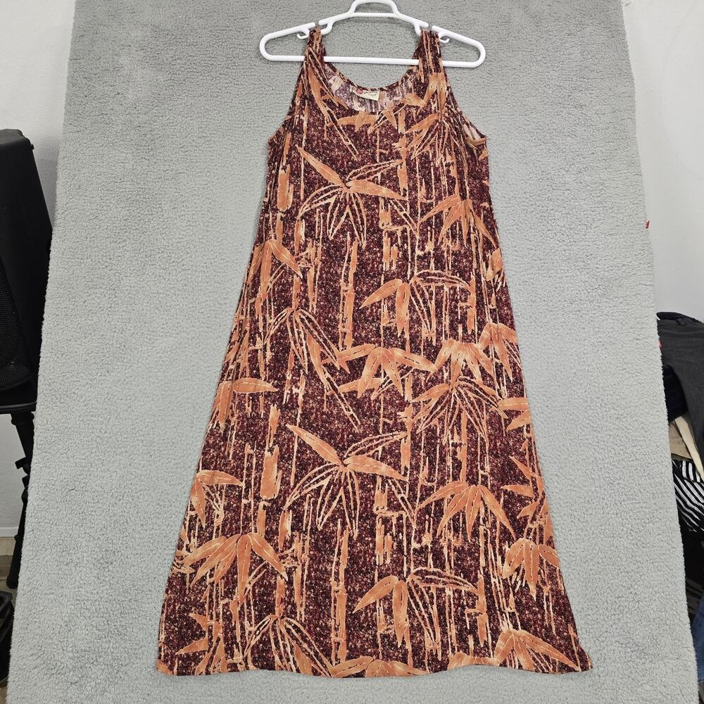 Vintage Hilo Hattie Hawaiian Maxi Dress XL Made in Hawaii Rayon Bamboo Tropical - Picture 4 of 16